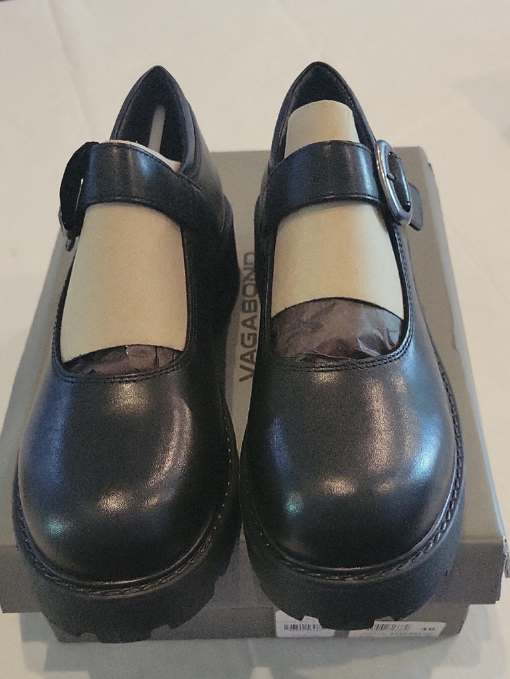 Vagabond Black Mary Jane Lug Sole Shoes with Buckle
